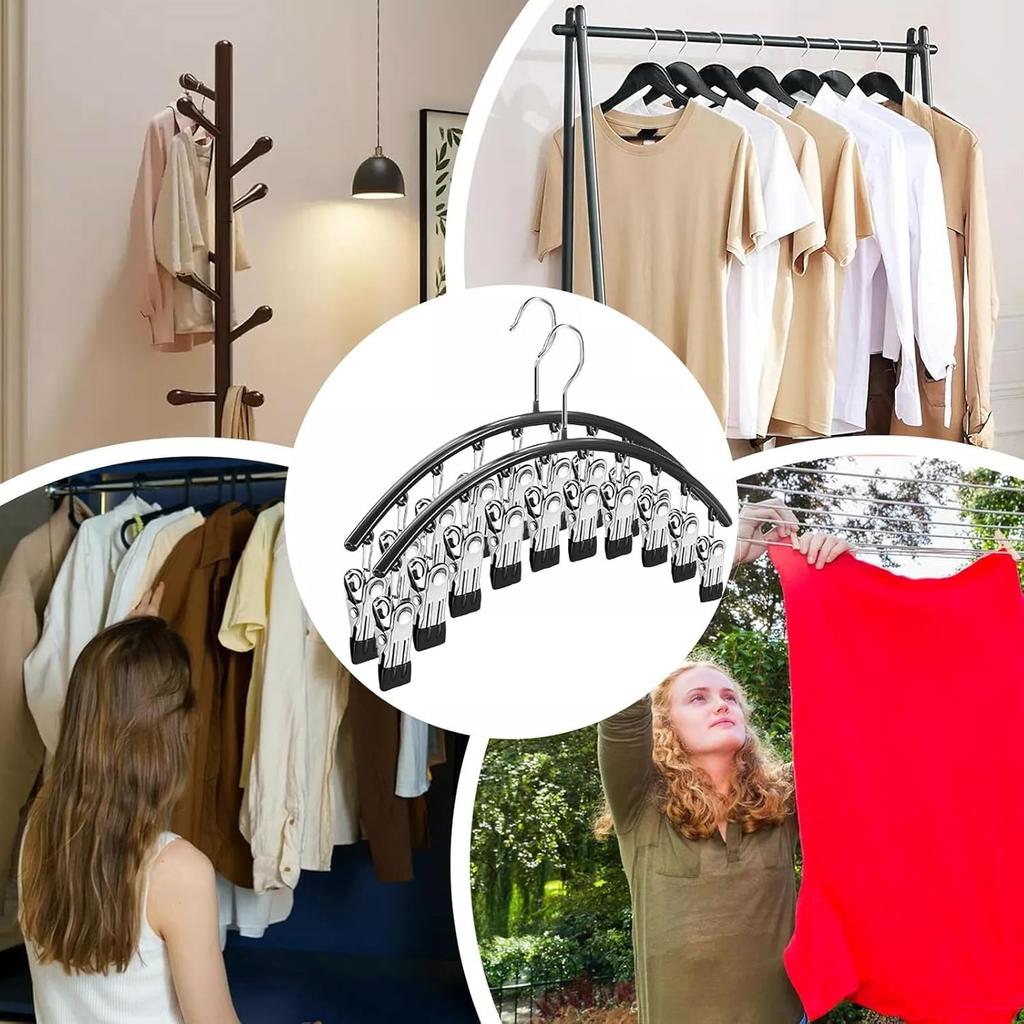 Legging Hangers for Closet Organizer, Hat Hangers for Closet 2 Pack with 10 Clips Holds 20 Leggings, Legging Hanger, Pants Storage Organizer Suitable