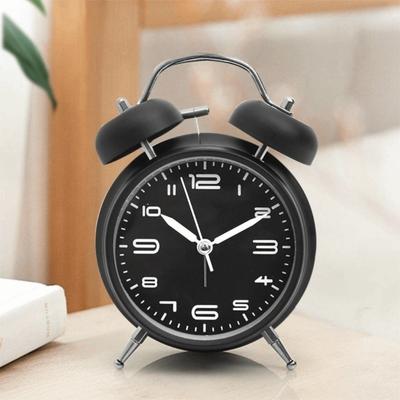 4 Inch Twin Bell Loud Alarm Clock Luminous Non-Ticking Student Alarm Clock Metal Frame Silent Strong Wake-up Table Clock