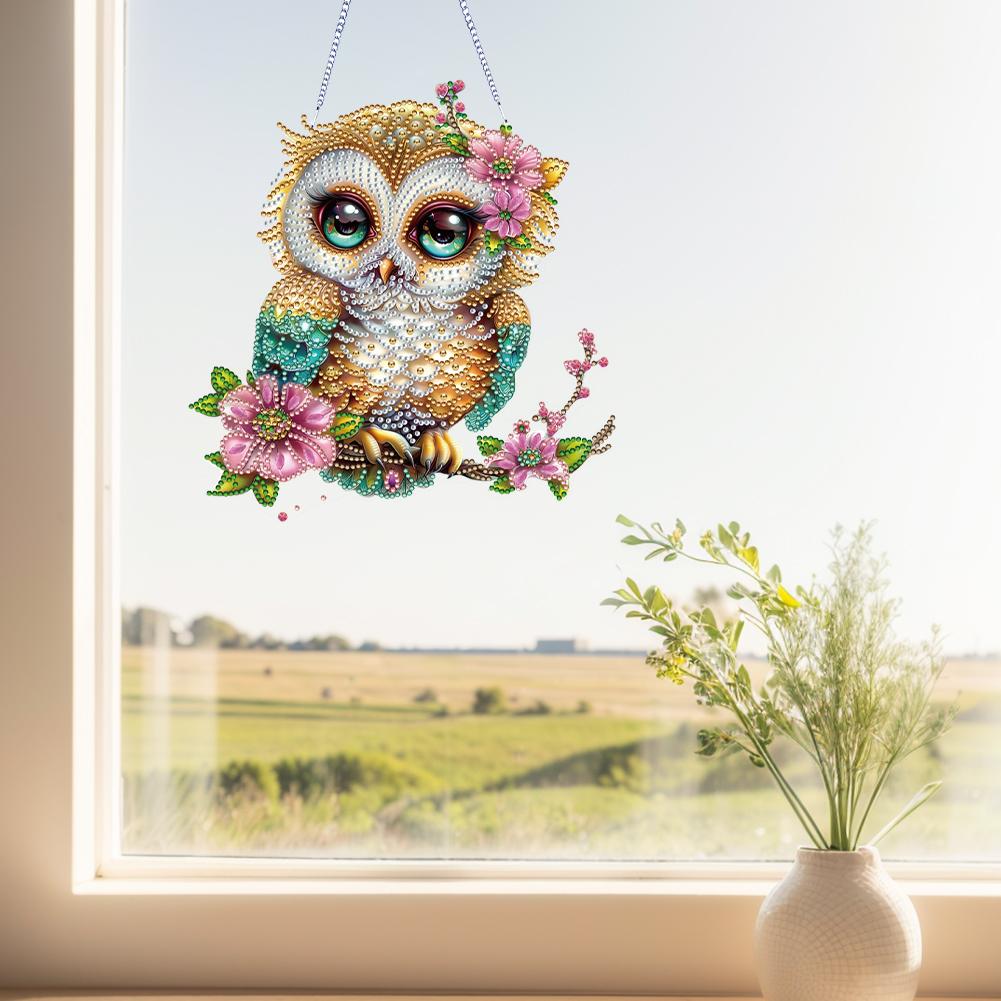 Acrylic Special Shape Love Peacock Rhinestone Diamond Art Pendants Diamond Painting Hanging Pendant for Garden Window Decor