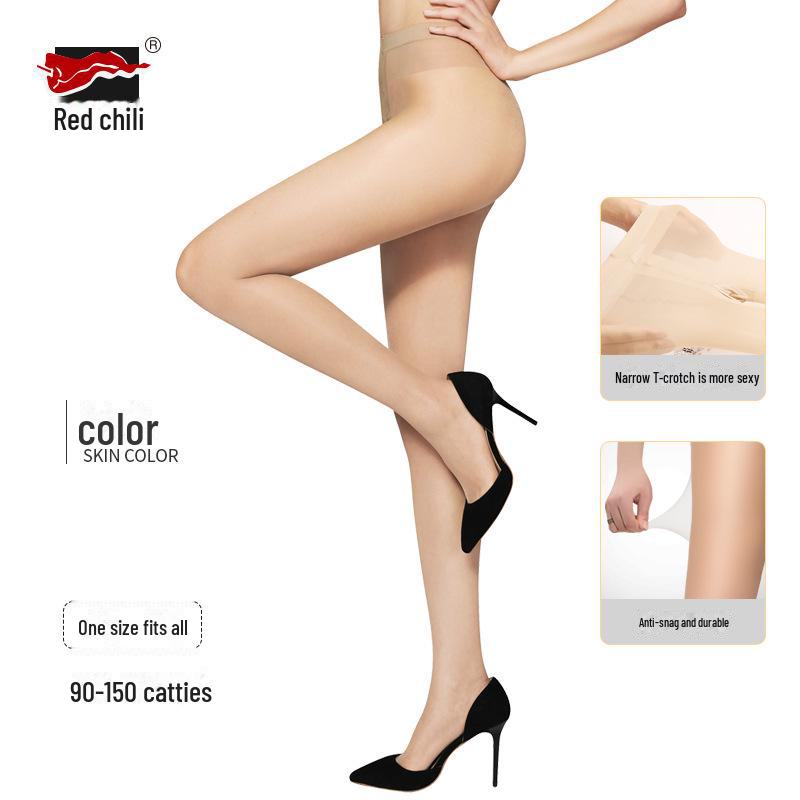 Red Pepper Anti-Snag 15D Silk Stockings for Women - Durable, Thin, Narrow T-Crotch Pantyhose with Skin Care Benefits