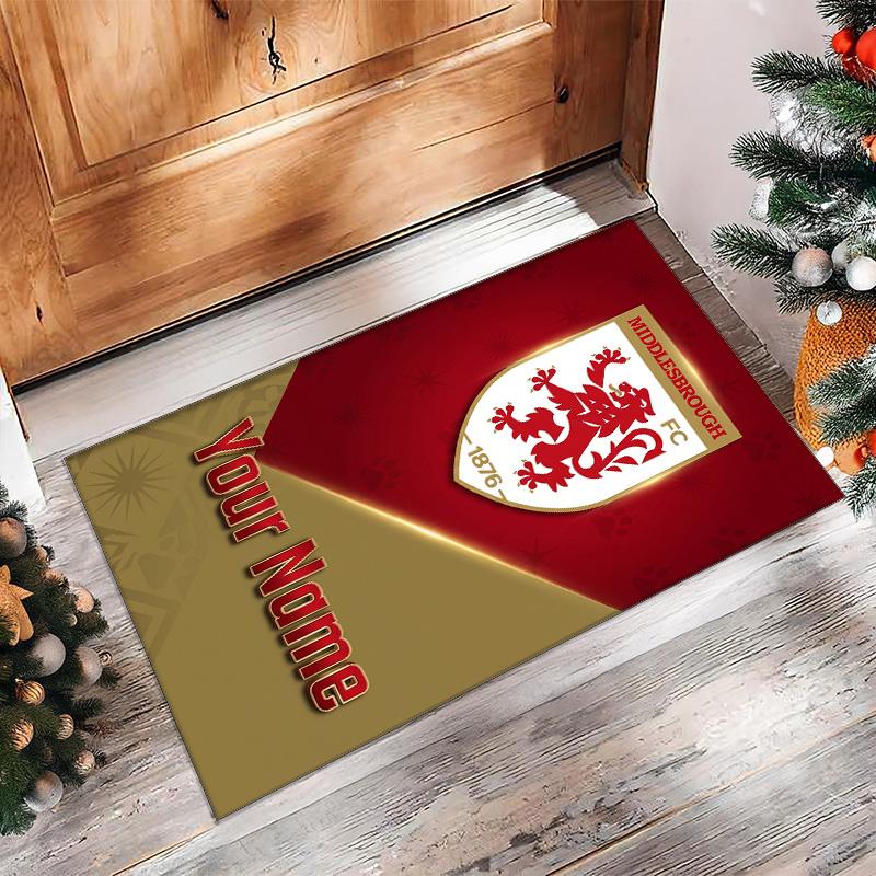 Middlesbrough FC Printed Crystal Velvet Rug Non‑Slip Crystal Velvet Carpet For Sofa Bedroom Indoor Home Decoration