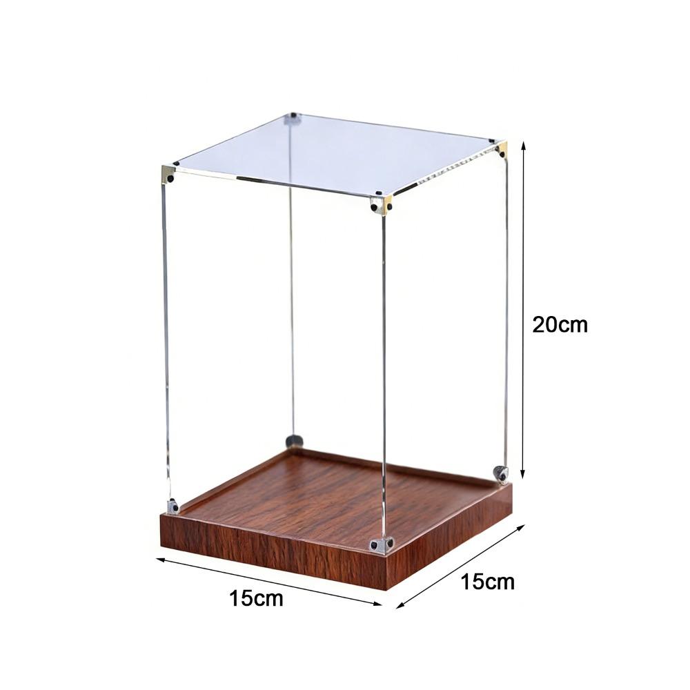 Transparent Acrylic Acrylic Display Case Stackable Design Wooden Bottom Model Display Case No-glue Assembly Display Box