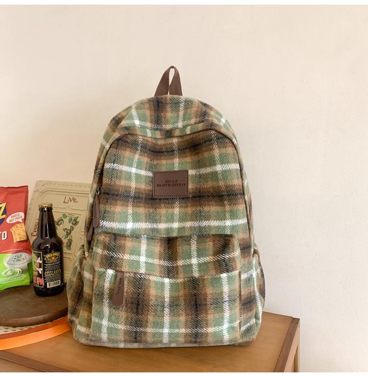 

Осінньо-зимовий старовинний плед шкільний рюкзак для учнів старших класів зелений