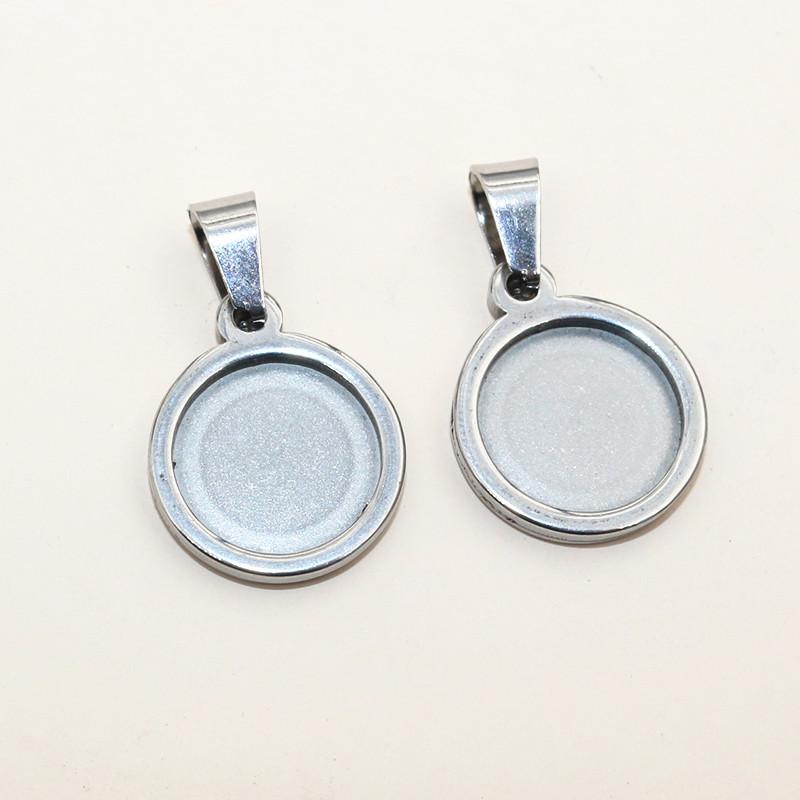 

5pcs 12mm Inner Size Thick Stainless Steel Heart/Round Pendant Cabochon Blank Base Setting Tray DIY Jewelry Making Accessories