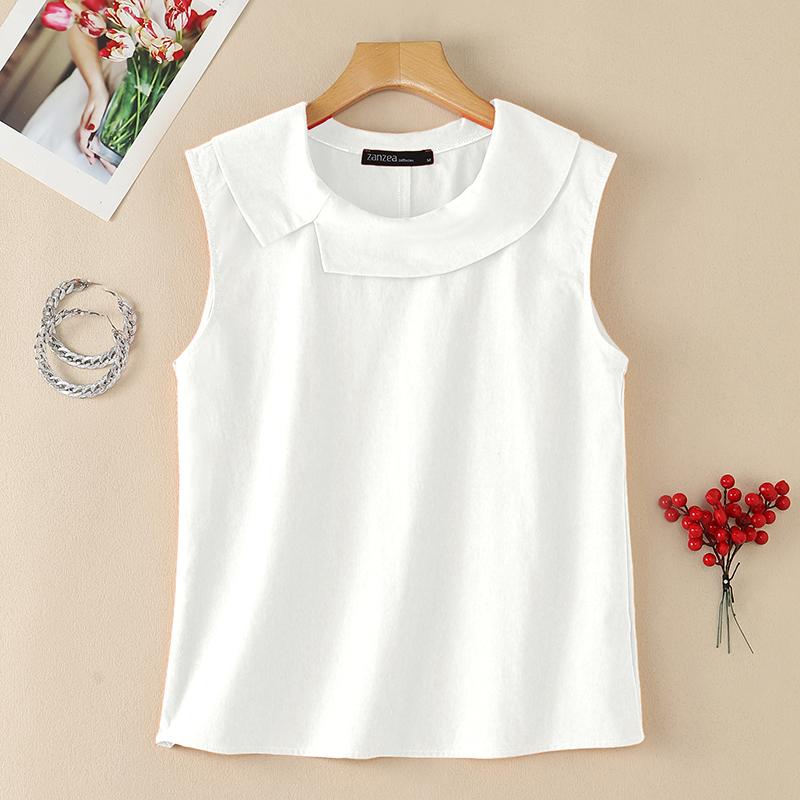 ZANZEA Women Casual Round Neck Solid Color Sleeveless Ves Tops
