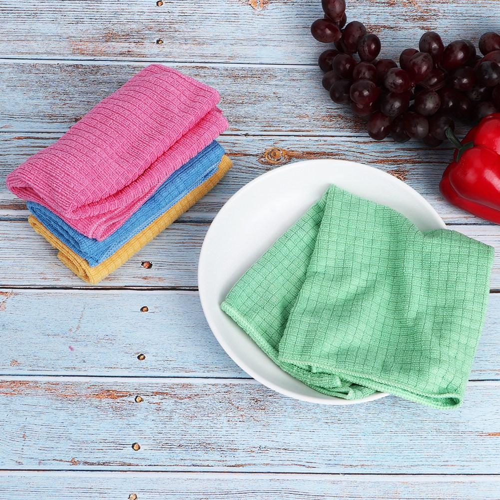 4pcs Microfiber Cleaning Cloth Absorbable Dish Cleaning Towel Kitchen Clean Tool