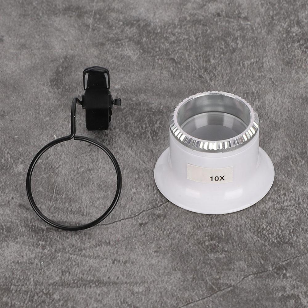 10X Magnification Clip on Watch Magnifying Glasses Smooth Surface Rounded Edges Watch Repair Magnifier White Jewelry Tool