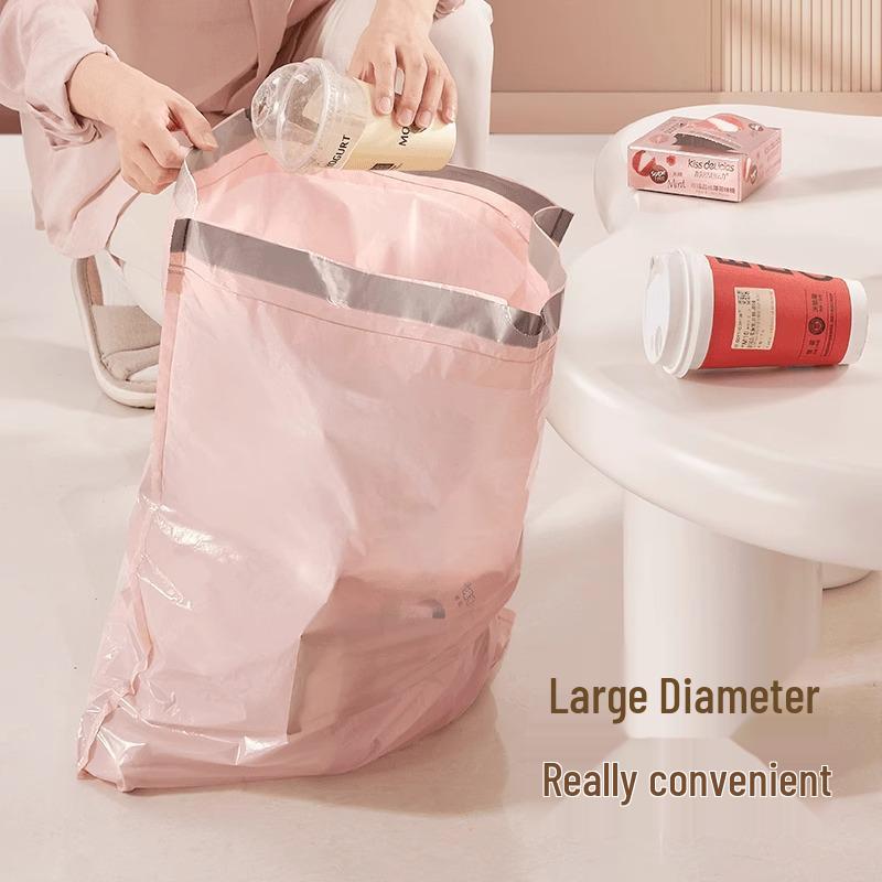Ice Berry Pink Drawstring Garbage Bags - Thick, Handheld for Dorms & Homes