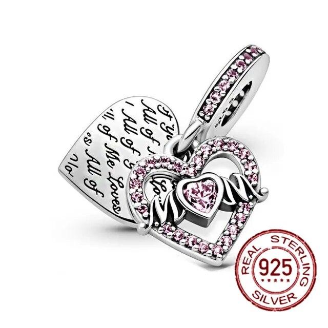 925 Sterling Sølv Hjerte & Mamma Dangle Dream Catcher Charm Fit OriginalNew Armbånd DIY Smykker For Dame Armbånd DiyBeads