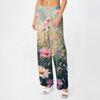 Pantaloni da donna estivi casual a gamba larga con elastico in vita e tasche