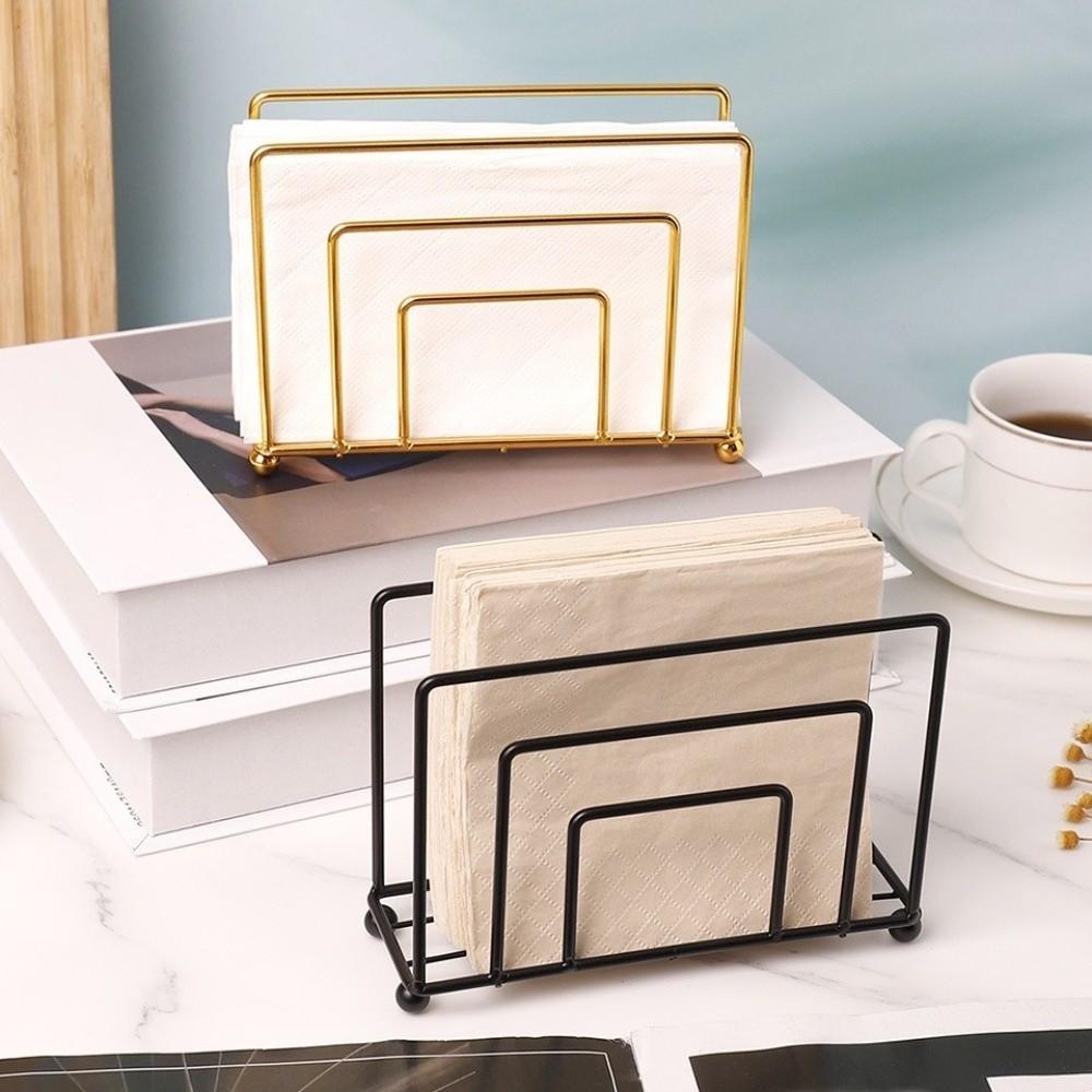 Durable Metal Tabletop Tissue Rack Decorative Elegant Paper Dispenser Minimalist Napkin Organizer for Kitchen Dining Table