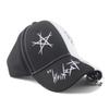 Baseball Cap Hat Grey Black Letter Graffiti Print Iron Ring Spring Summer Autumn Punk Hip hop Rock Adjustable Unisex Men Women Outdoor Casual Cotton