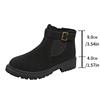 2024 Fashion Buckle Women's Boots Autumn Round Toe Solid Flock Short Barrel Shoes for Women Chunky Heels Large Size Naked Boots