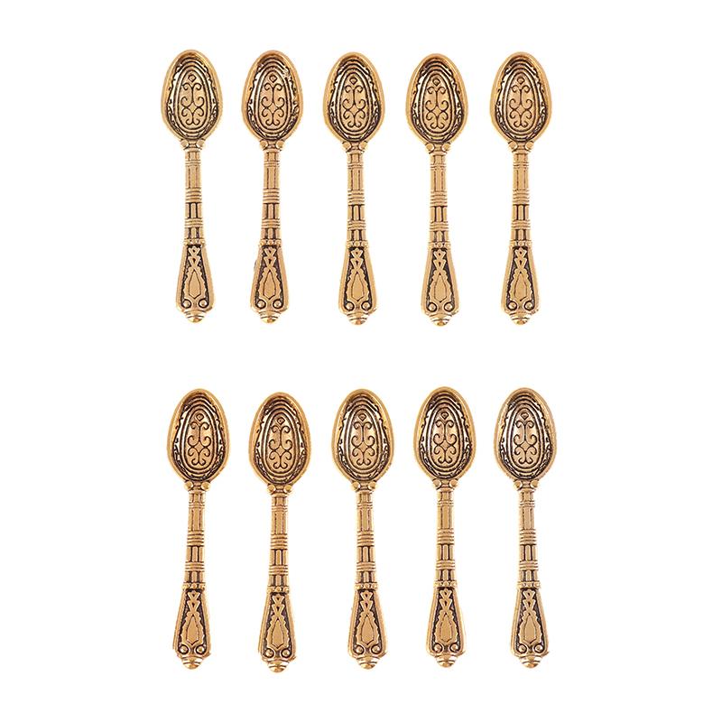 10Pcs/Set Vintage Mini Talheres Colher Casa de Bonecas Miniaturas Talheres Crianças Brinquedo Casa de Bonecas Decoração