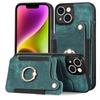 Rfid Blocking Pu Leather Phone Case With Ring Holder Strap Card Slot For Iphone
