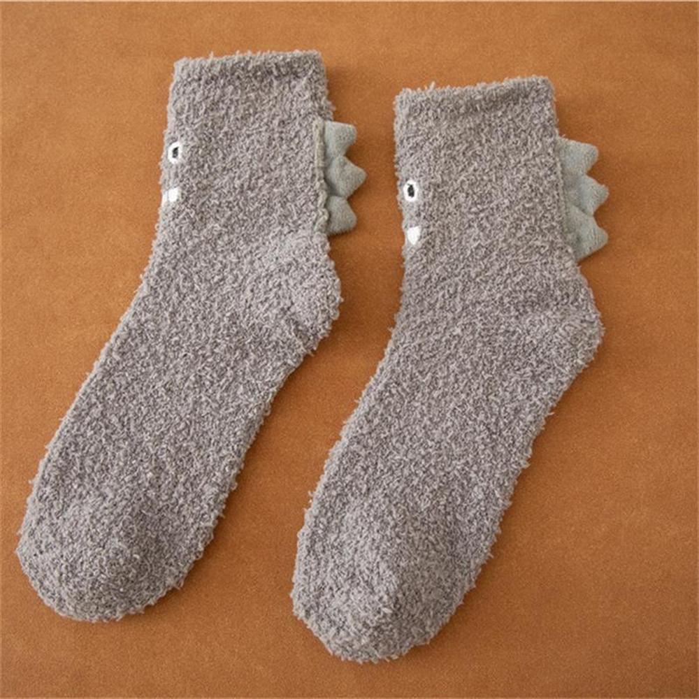 Neue Lustige 3D Kleine Dinosaurier Niedliche Monster Korallensamt Socken Weihnachtsgeschenk Warm Winter Verdickend Boden Bett Schlafen