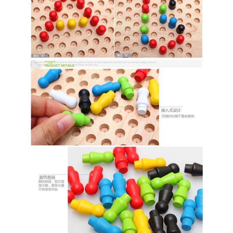 Wooden Hexagonal Jump Checkers Kids Parent Interactive Tabletop Board Game