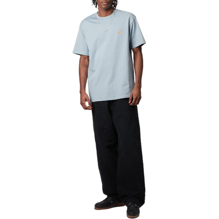 Carhartt WIP Chase T-Shirt Round Neck Graphic Print Short Sleeve Men T-shirts Matte-Blue I026391-2MY-XX