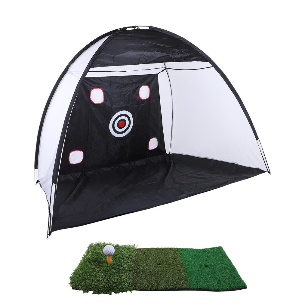 Swing Net with Practice Mat Polyester Hitting Aid Net with Balls for Backyard Indoor Outdoor Driving Chipping Training