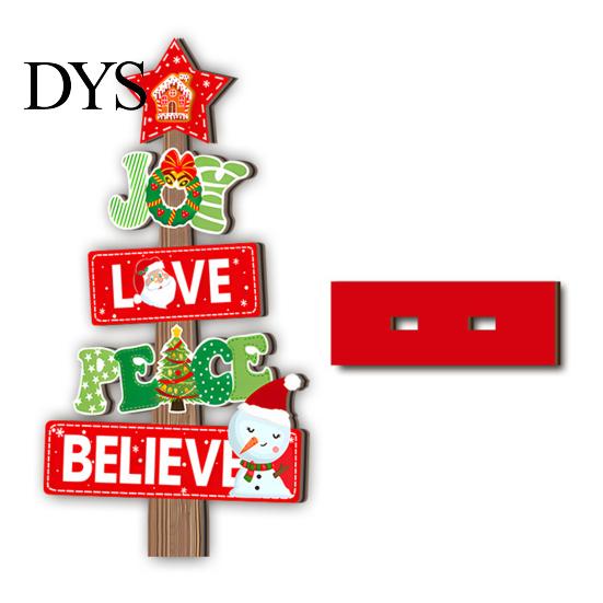 Christmas Party Favors 2D Wooden Tabletop Ornaments, Xmas Tree Santa Unique Holiday Ornaments Snowman Sign with Stand, Decorations Double Sided