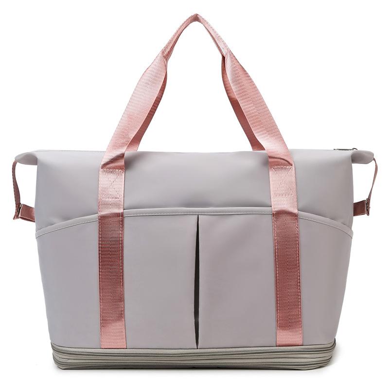 Double-layer expansion travel bag women's large-capacity short-distance portable maternity duffel bag dry and wet separation sports fitness bag