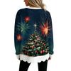 Women's Christmas Print Crewneck Sweatshirt with Scalloped Wavy Hem for Holiday Casual Wear