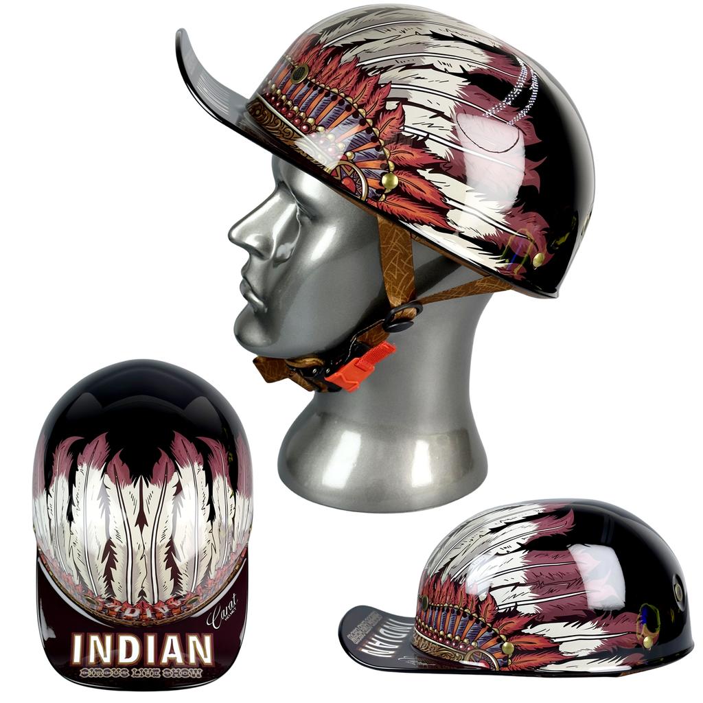 Motorcycle Half Helmet Vintage Open Face Unisex-Adult Half Helmets for Scooter Moped Cap Street Cruiser