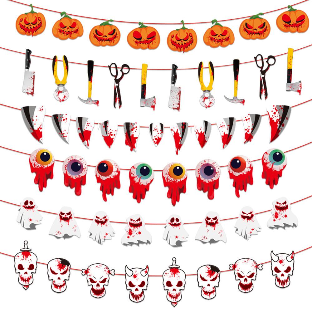 Charming Paper Halloween Pumpkin Ghost Garland For Unique Party Atmosphere Decoration