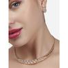 Rose Cubic Zirconia Party Bling Necklace & Earring Set For Women