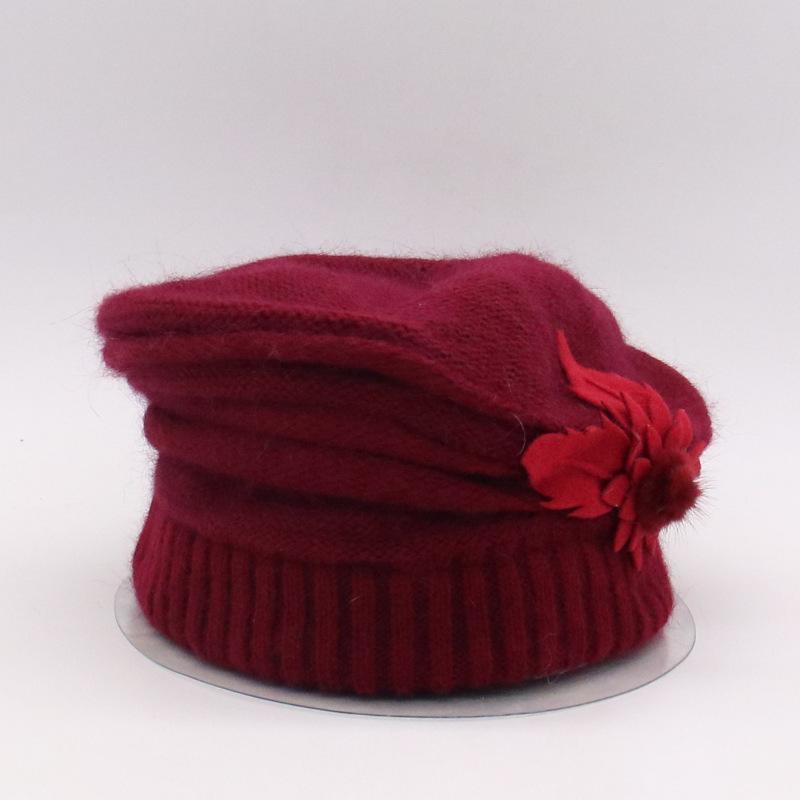 

Holiday Beach Sun Hat Japanese Spring Summer Spring Travel Cherry Pink Pot Hat Female Big Daisy Hand Woven Bucket Hat one size fits all (knitted)