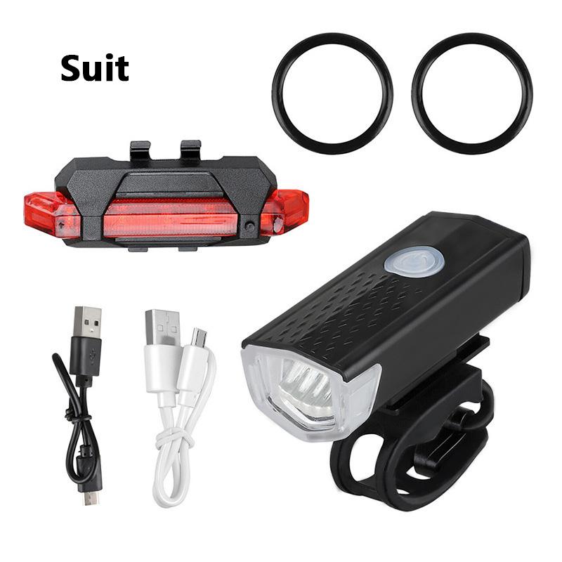 2pcs Bike Bicycle Light USB LED Rechargeable Set MTB Road Bike Front Back Headlight Lamp Flashlight Cycling Light Cycling Acces