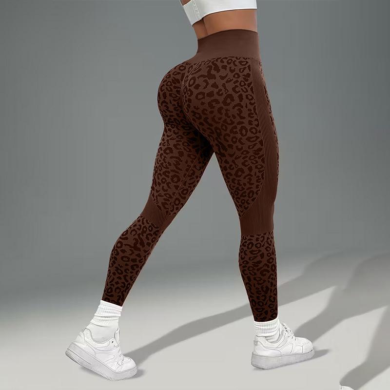 High-Waist Leopard Print Yoga Leggings for Women Small