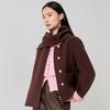 Iveni AEOE752 Scarf Collar Double-Faced Wool Short Coat