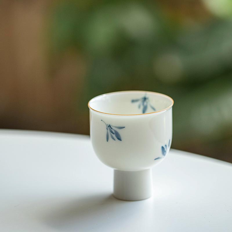 Pure hand-painted Phalaenopsis Ercai cover bowl retro underglaze color household ceramic Kung Fu tea set tea bowl teapot teacup