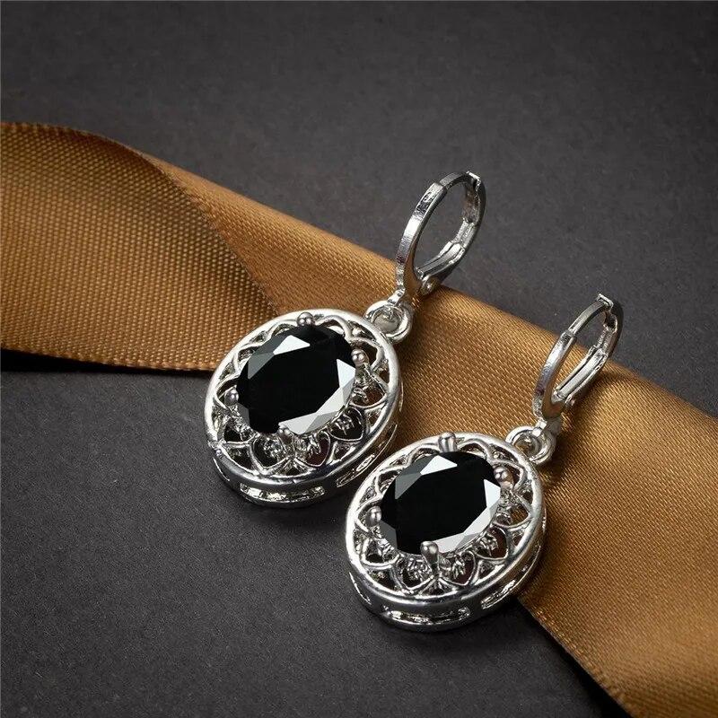 

Роскошные серьги-кольца с кристаллами и радужным камнем, классические серебряные обручальные серьги, изящные овальные серьги с цветком из циркона для женщин