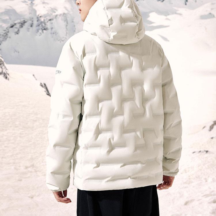 Anta Comprehensive Training Series Solid Color Zipper Hooded Long Sleeve Down Jacket Men outerwear Light-Sea-Green 952347913-1