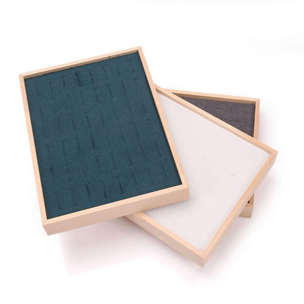 48 Grids Earrings Display Tray Velvet Ring Earring Holder Simple Wood Rings Tray  Home