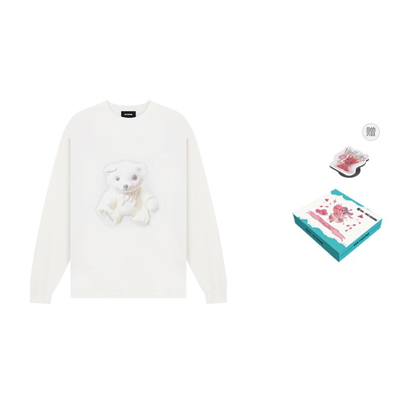 WE11DONE teddy-print long-sleeve top WD-TT2-25-775-U-WH