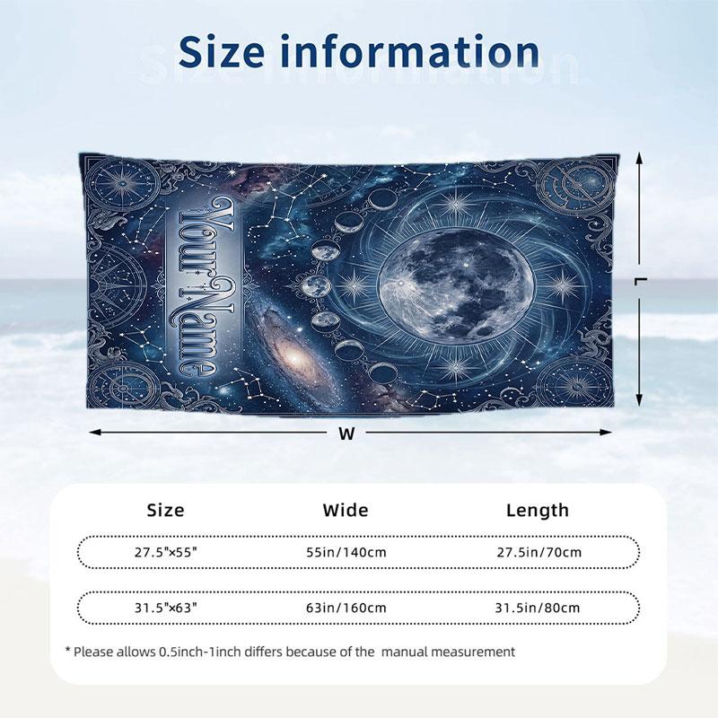 Celestial Dreams Stars Theme Quick Dry Beach Towel Custom Name Text Print Large Sand Resistant Towel Beach Vacation