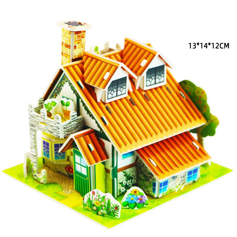 Villa House Castle Building Model 3D Cardboard Puzzle Jigsaw Toys Children's Interest Educational Toys Kids Gift