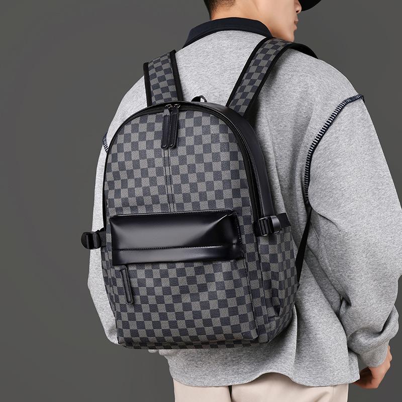 Stylish Men's Plaid Business Backpack: Versatile, Large-Capacity, Perfect for Commuting