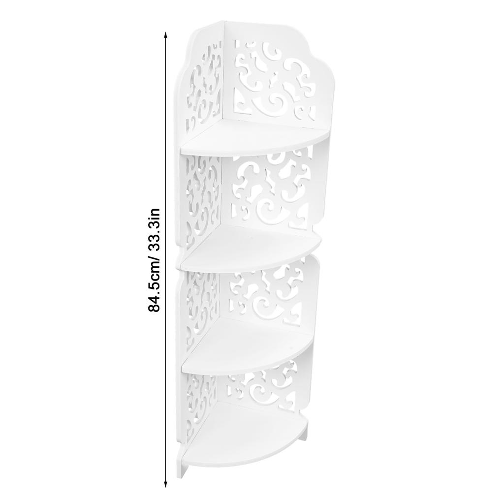 4Tier Wall Mounted Corner Shelf Shelves Display Carved Dampproof Unit Bathroom