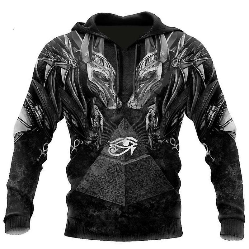 Sweat à capuche pour homme Tatouage Pharaon Anubis Égyptien Antique Impression 3D Pull Sweat-shirt Personnalité Streetwear Rétro Graphique Hoodies