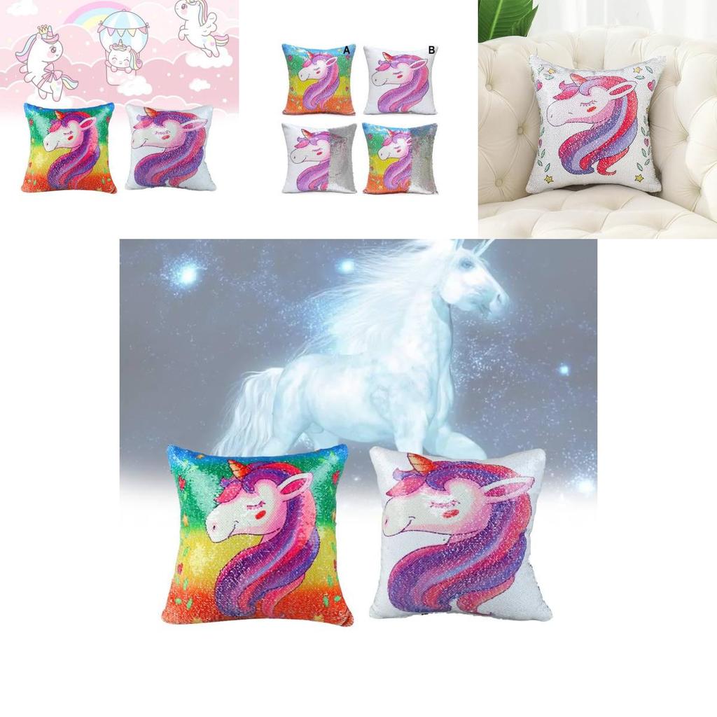 Colorful Cartoon Sequin Pillowcase For Diy Sofa Cushion And Car Seat Decor 40x40cm
