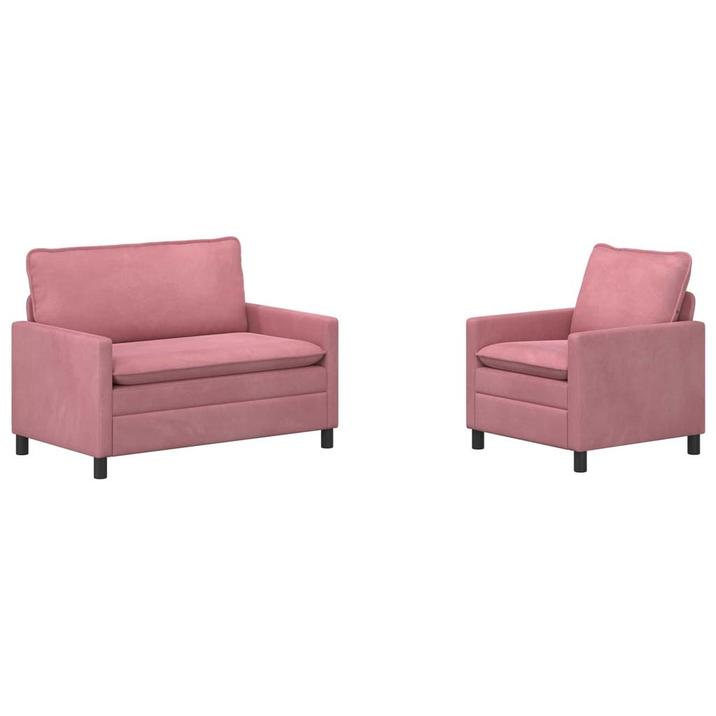Sofa Set 2 Pcs Pink Velvet