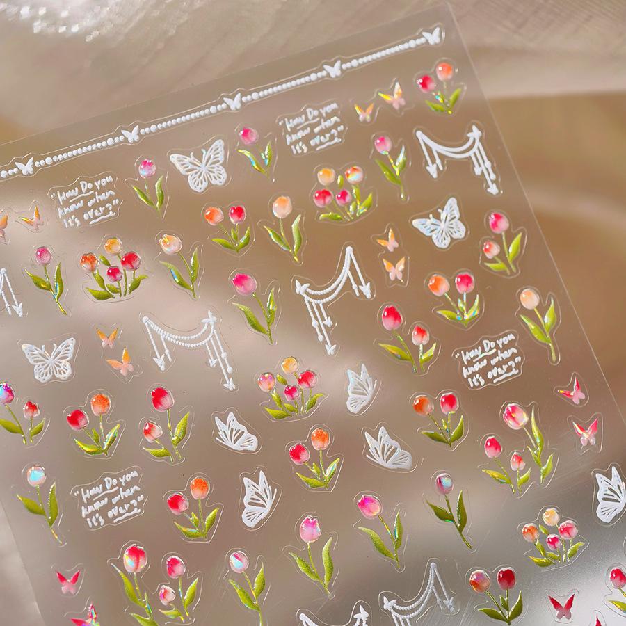 TENSOR Gold Tulip M-1006 Transparent Crushed Glass Jelly Gel Nail Art Sticker