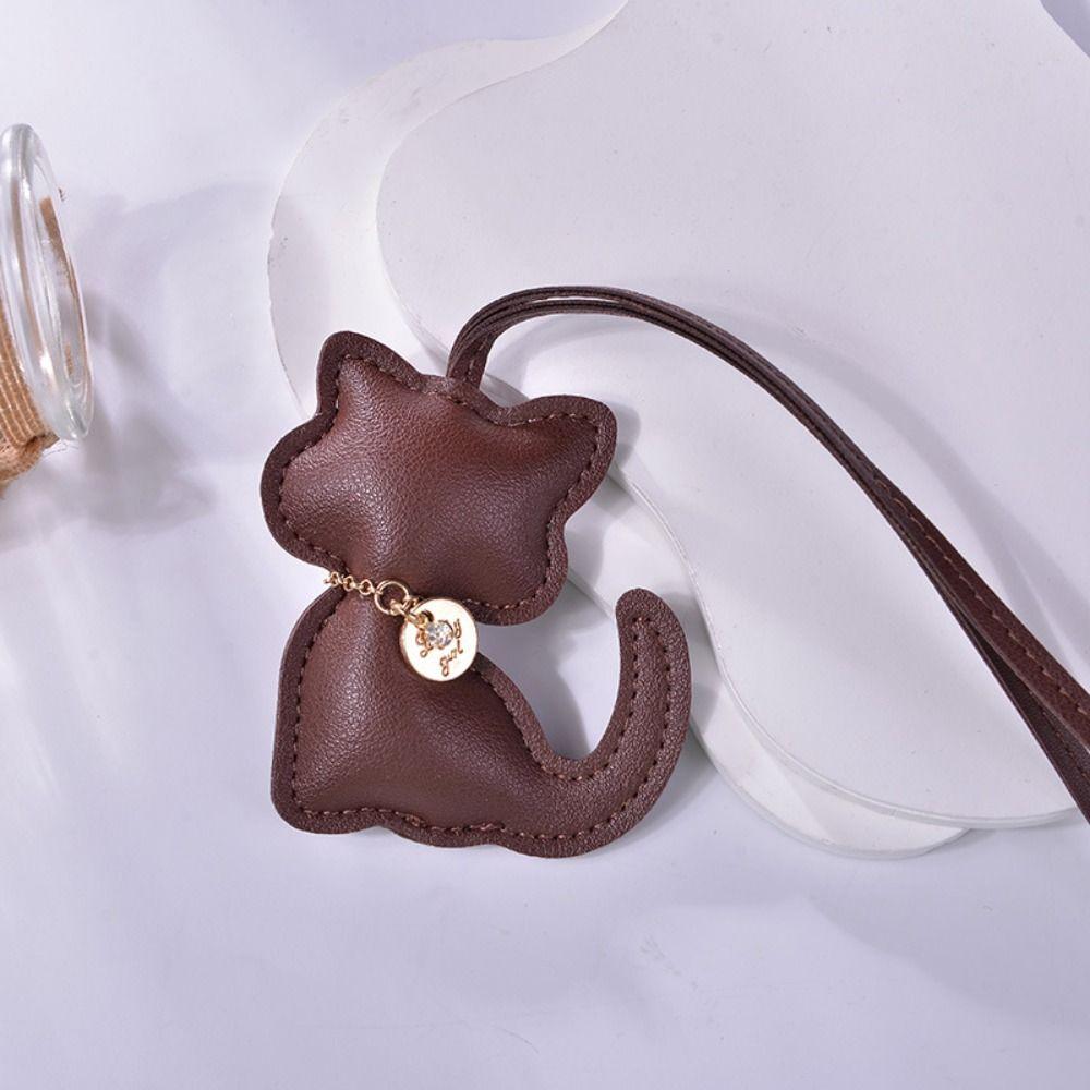 Car Key Holder PU Leather Keyring Animal Kitty Bag Pendant Cute Cat Keychain  Couple