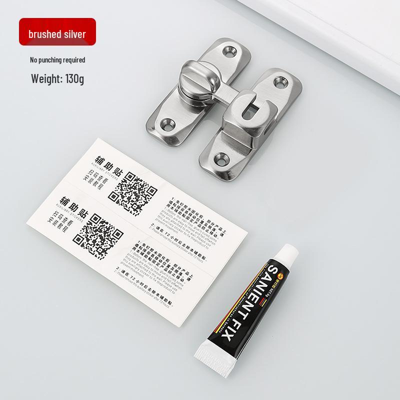 Thickened Zinc Alloy No-Drill 90° Door Latch & Sliding Bolt Lock