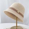 Early autumn light luxury knitted fisherman's hat children's fashion color matching versatile basin hat striped face small bucket hat tide
