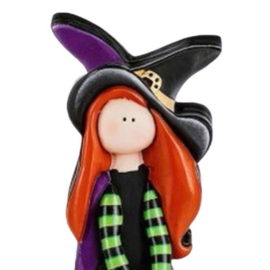 Unique Witch Collectible Figures Halloween Table Decoration, Cute Wooden Centerpiece, Farmhouse Autumn Ghost Pumpkin Black Cat Statues Ornament